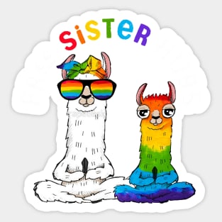 Free Sister Hugs Llama Shirt Gay Pride LGBT Rainbow Flag Sticker